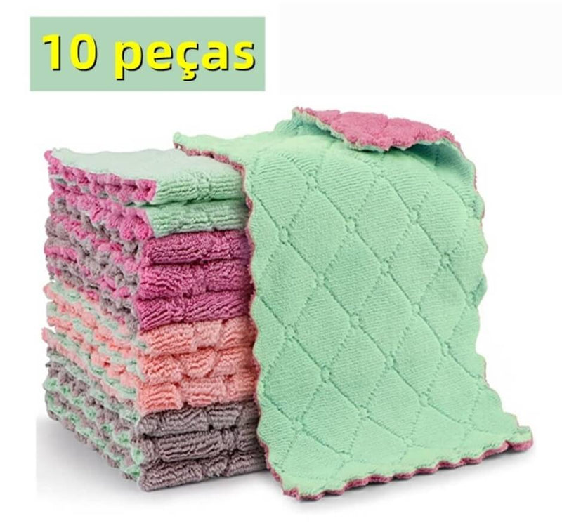 Kit 10 Pano De Prato Pano De Limpeza De Cozinha Microfibra Para Limpar O Pia Anti-Aderente