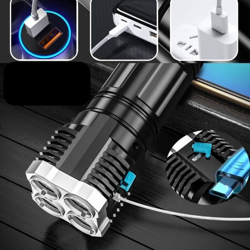 Lanterna Led Potente multi-funções 5 em 1-Ultra Brilhante Com Uso Externo De Longo Alcance-Recarregável Usb Portátil
