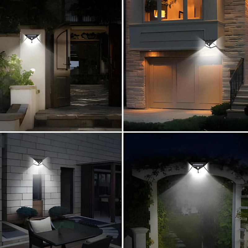 Balizador Luminária de Parede Solar de Parede, 100 Led Sensor proteção contra água