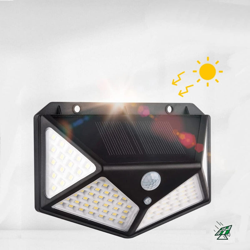 Balizador Luminária de Parede Solar de Parede, 100 Led Sensor proteção contra água