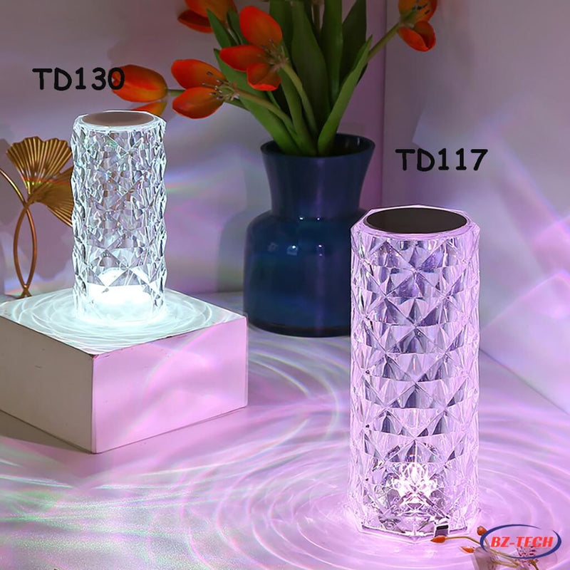 Luminária Mesa Cristal Touch 16 Cores Abajur Mesa Luxo Projetor Diamante Controle