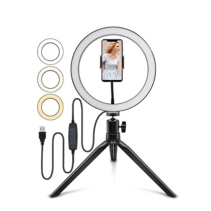 Ring Light Iluminado Led 20CM / 8 polegadas + Tripe De Mesa + Suporte de celular