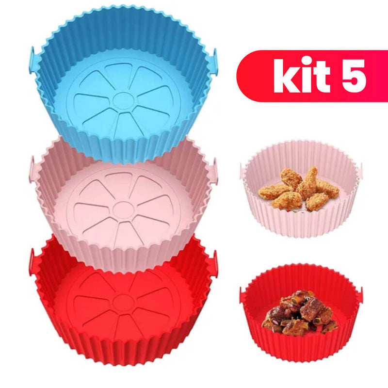 Forma De Silicone Para Air Fryer Forno Micro-ondas Fritadeira Assadeira Reutilizável Antiaderente Flexível