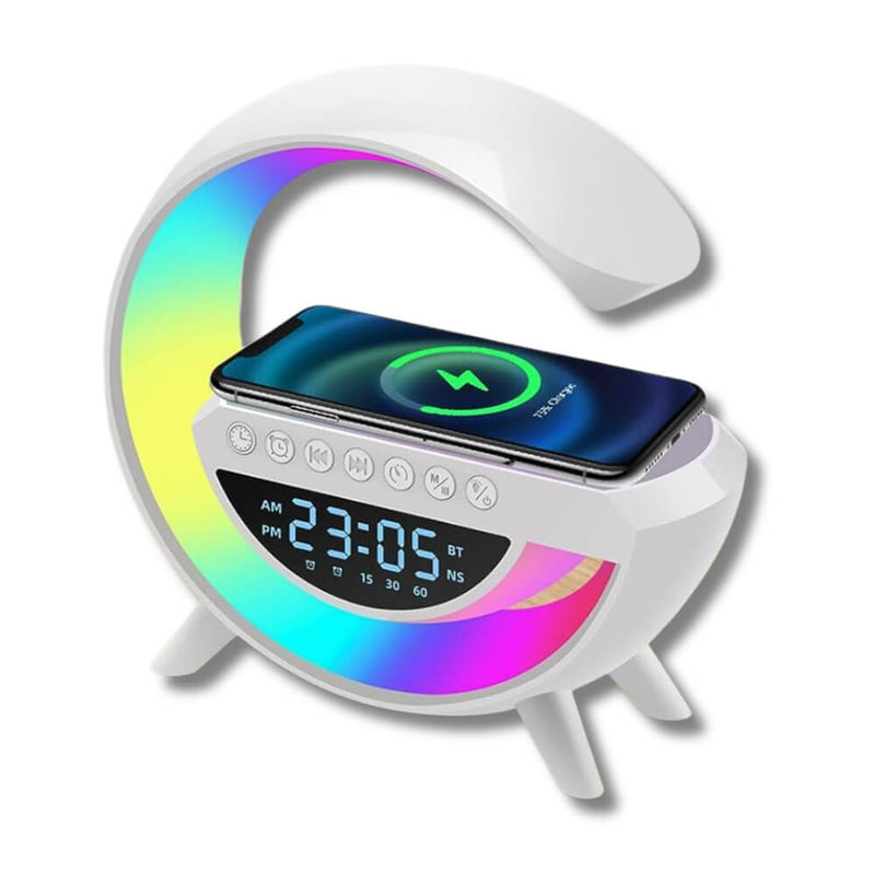 Luminária Bluetooth Inteligente Estilo Quente RGB Luz Carregador Sem Fio Alarme Relógio Lâmpada De Mesa