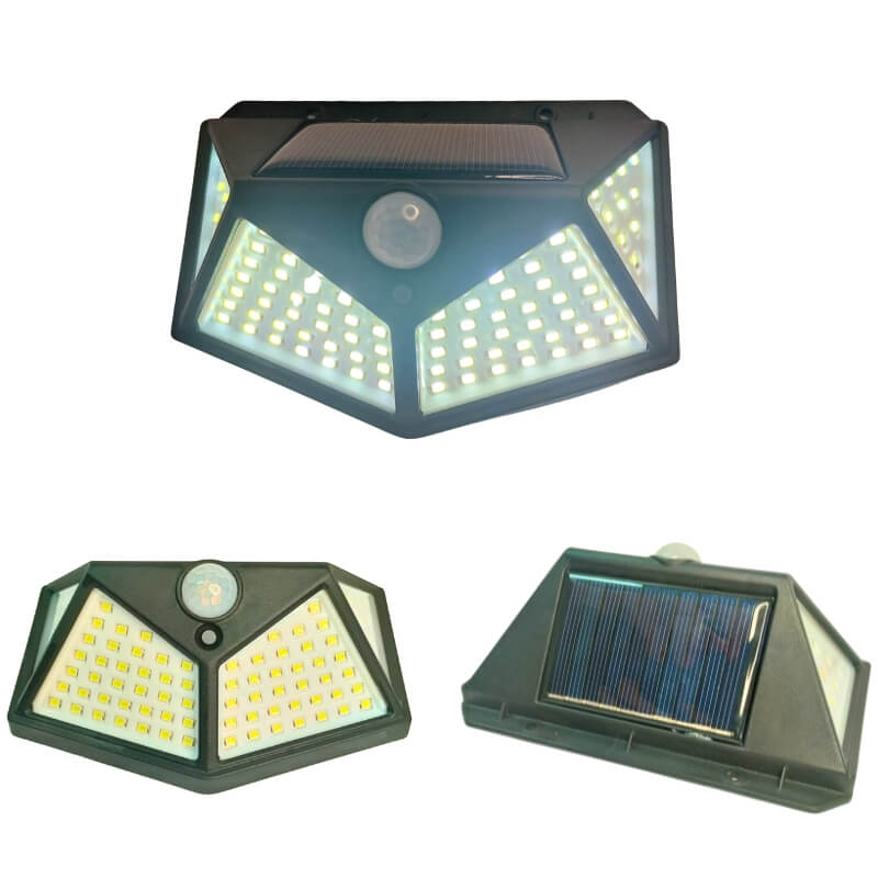 Balizador Luminária de Parede Solar de Parede, 100 Led Sensor proteção contra água