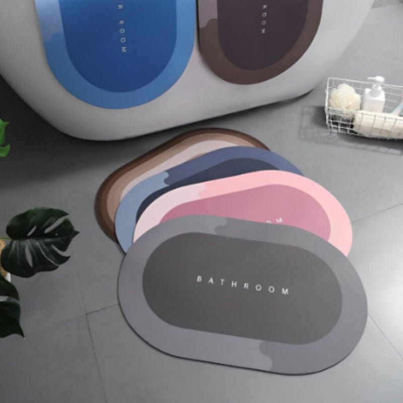 Tapete Oval Multifuncional Para Banheiro Absorção Rápida, Antiderrapante