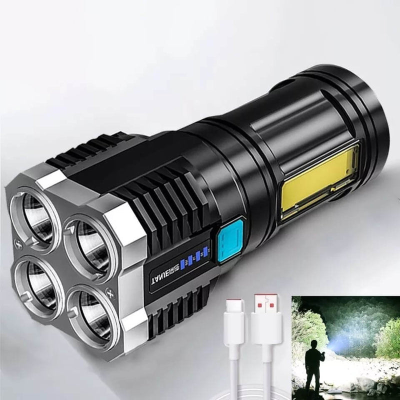 Lanterna Led Potente multi-funções 5 em 1-Ultra Brilhante Com Uso Externo De Longo Alcance-Recarregável Usb Portátil