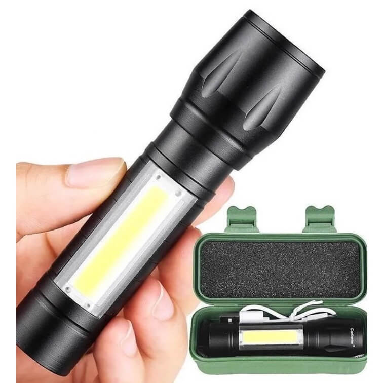 Mini Lanterna Tática Com Led E Zoom Recarregável Usb Lanterna De Mao 535