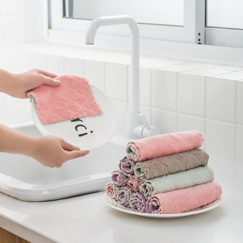 Kit 10 Pano De Prato Pano De Limpeza De Cozinha Microfibra Para Limpar O Pia Anti-Aderente