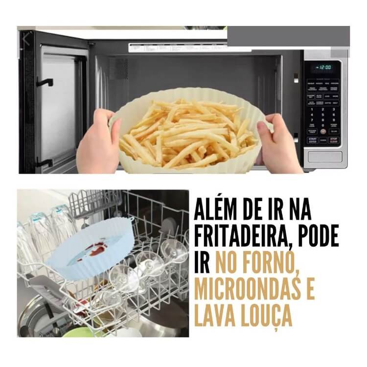 Forma De Silicone Para Air Fryer Forno Micro-ondas Fritadeira Assadeira Reutilizável Antiaderente Flexível