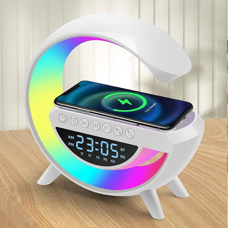Luminária Bluetooth Inteligente Estilo Quente RGB Luz Carregador Sem Fio Alarme Relógio Lâmpada De Mesa