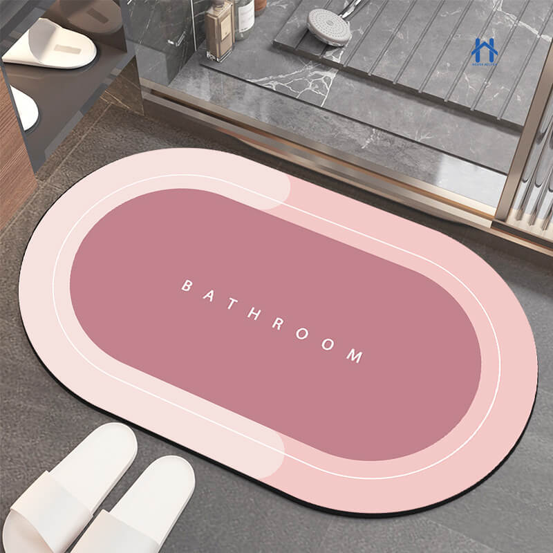 Tapete Oval Multifuncional Para Banheiro Absorção Rápida, Antiderrapante