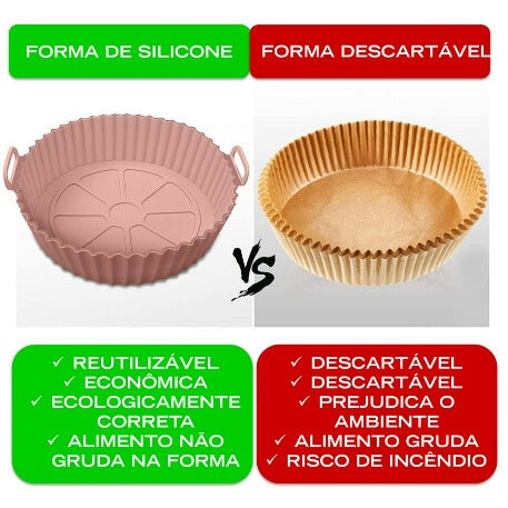 Forma De Silicone Para Air Fryer Forno Micro-ondas Fritadeira Assadeira Reutilizável Antiaderente Flexível