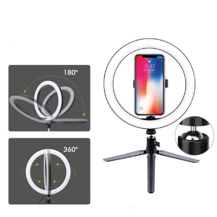 Ring Light Iluminado Led 20CM / 8 polegadas + Tripe De Mesa + Suporte de celular