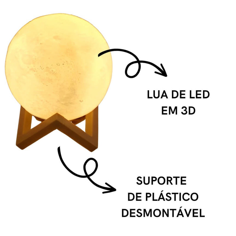 Luminária De Lua Cheia 3d Led Abajur Decoração