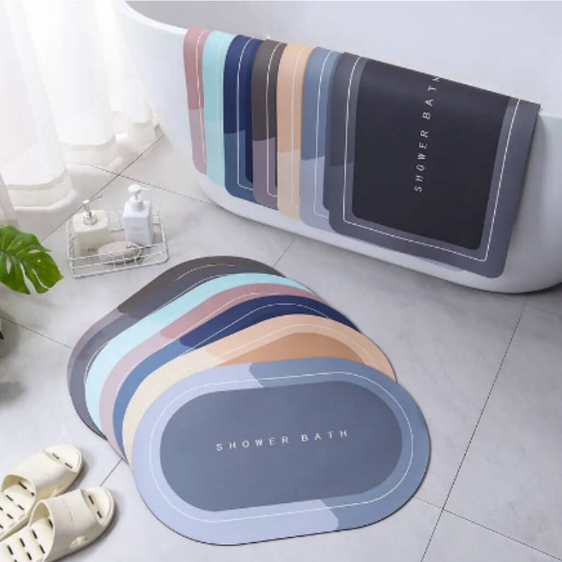 Tapete Oval Multifuncional Para Banheiro Absorção Rápida, Antiderrapante