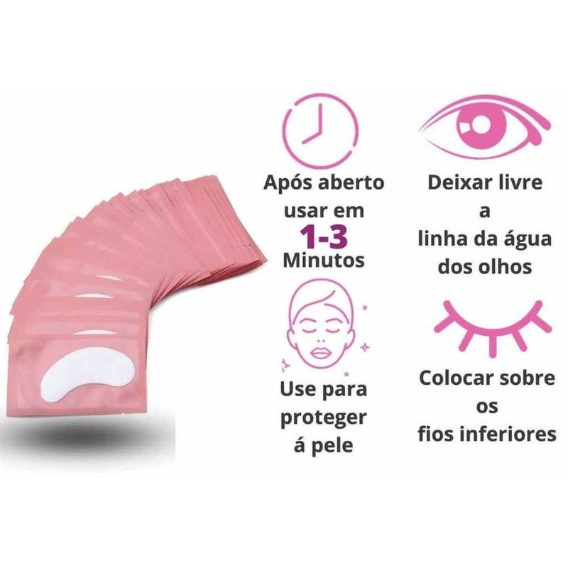 Protetor de Pálpebras Alongamento de Cílios kit 100 Pares adesivo gel pad
