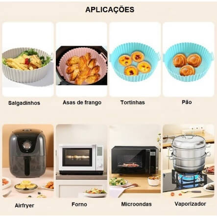 Forma De Silicone Para Air Fryer Forno Micro-ondas Fritadeira Assadeira Reutilizável Antiaderente Flexível