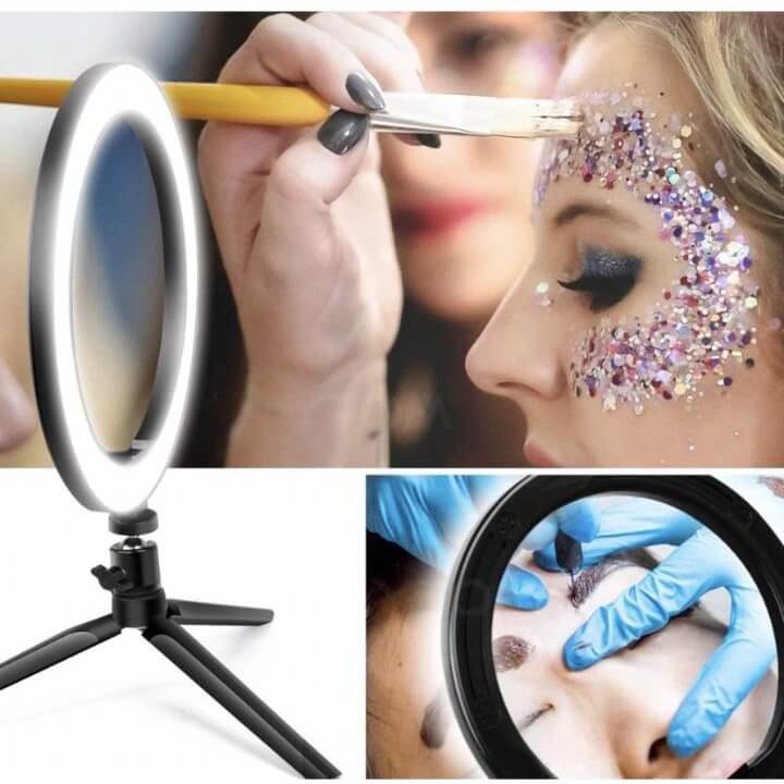 Ring Light Iluminado Led 20CM / 8 polegadas + Tripe De Mesa + Suporte de celular