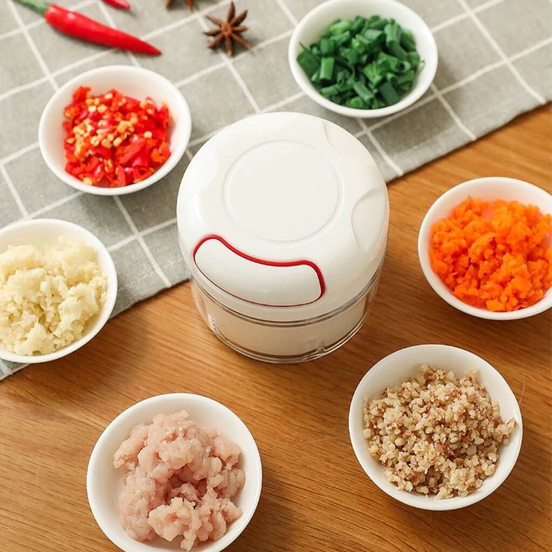 Triturador Manual de Alho Alimentos 2 Lâminas Processador Manual Legumes Frutas Cebola