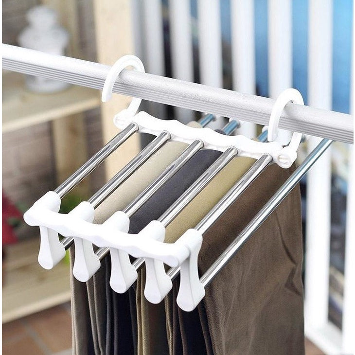 Cabide Para Calças Organizador Aço Inox Multifuncional Retrátil 5 em 1