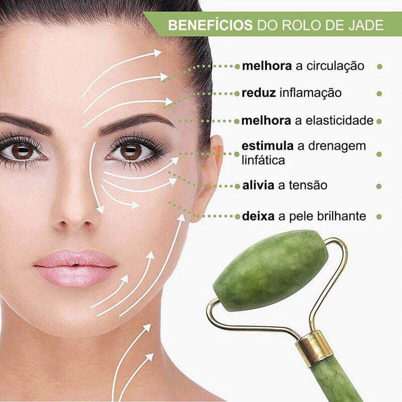 Rolo Massageador Pedra De Jade Cuidados Faciais