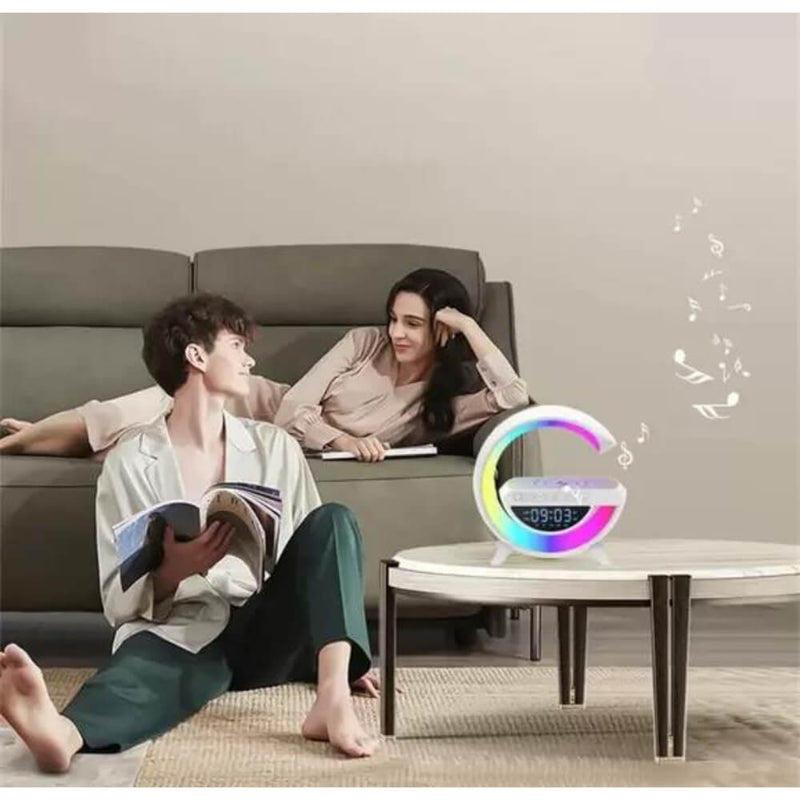Luminária Bluetooth Inteligente Estilo Quente RGB Luz Carregador Sem Fio Alarme Relógio Lâmpada De Mesa