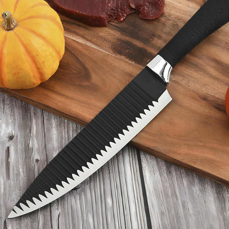 Kit 6 Peças Conjunto de Faca Churrasco Carne Legumes Descascador Tesoura Profissional