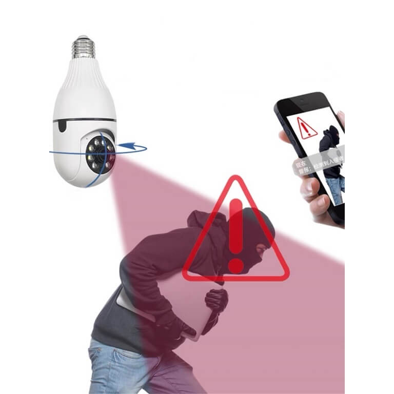 Câmera wifi ip sem fio giratória 360 com encaixe lâmpada bocal rosca yoosee ptz full HD visão noturna segurança - bivolt