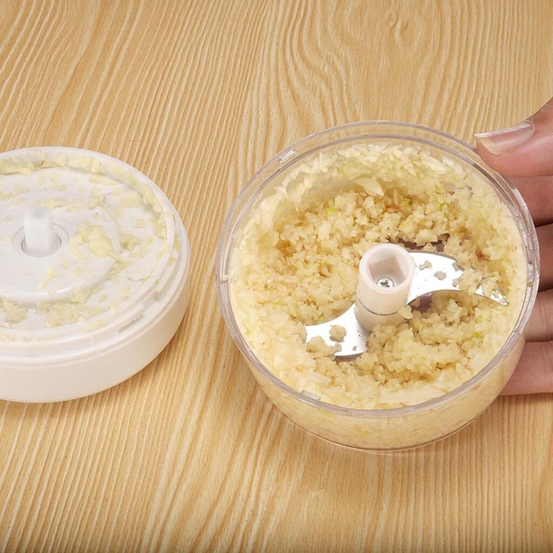 Triturador Manual de Alho Alimentos 2 Lâminas Processador Manual Legumes Frutas Cebola