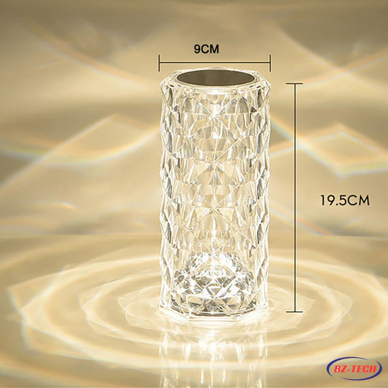 Luminária Mesa Cristal Touch 16 Cores Abajur Mesa Luxo Projetor Diamante Controle