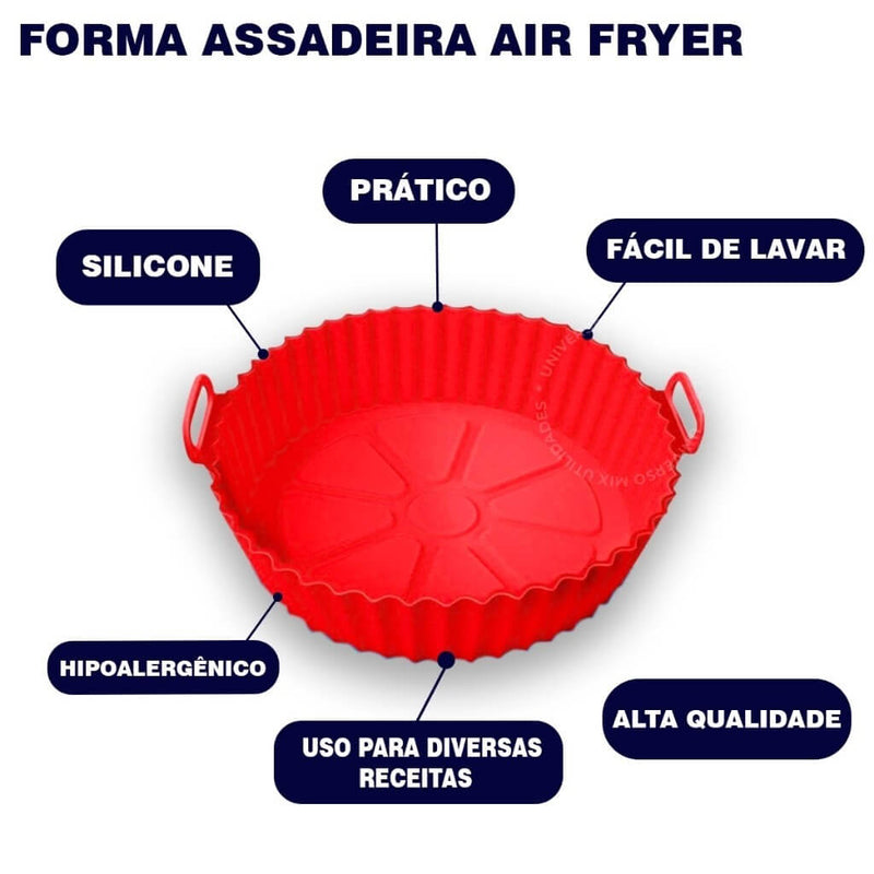 Forma De Silicone Para Air Fryer Forno Micro-ondas Fritadeira Assadeira Reutilizável Antiaderente Flexível