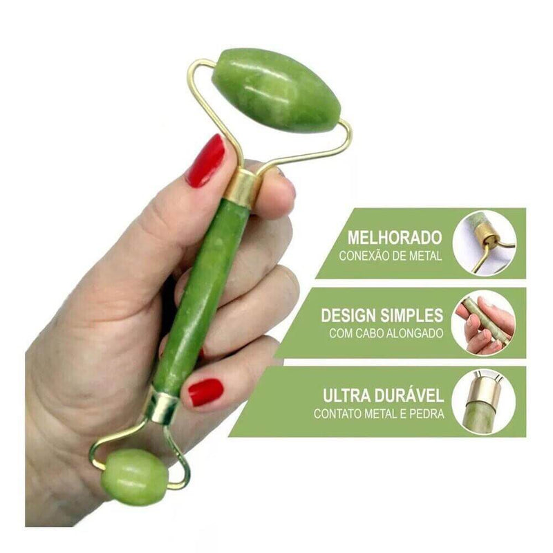 Rolo Massageador Pedra De Jade Cuidados Faciais