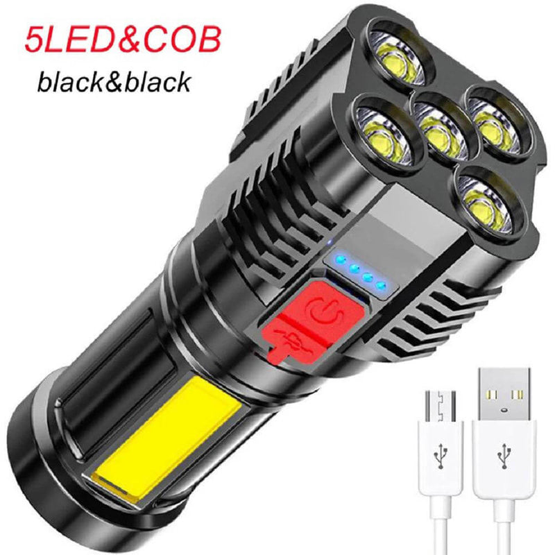 Lanterna Led Potente multi-funções 5 em 1-Ultra Brilhante Com Uso Externo De Longo Alcance-Recarregável Usb Portátil